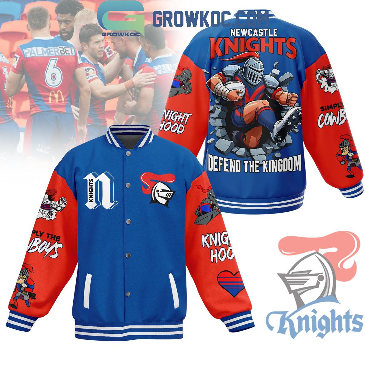 Newcastle Knights Defend The Kingdom Fan Baseball Jacket 1 ilx1H