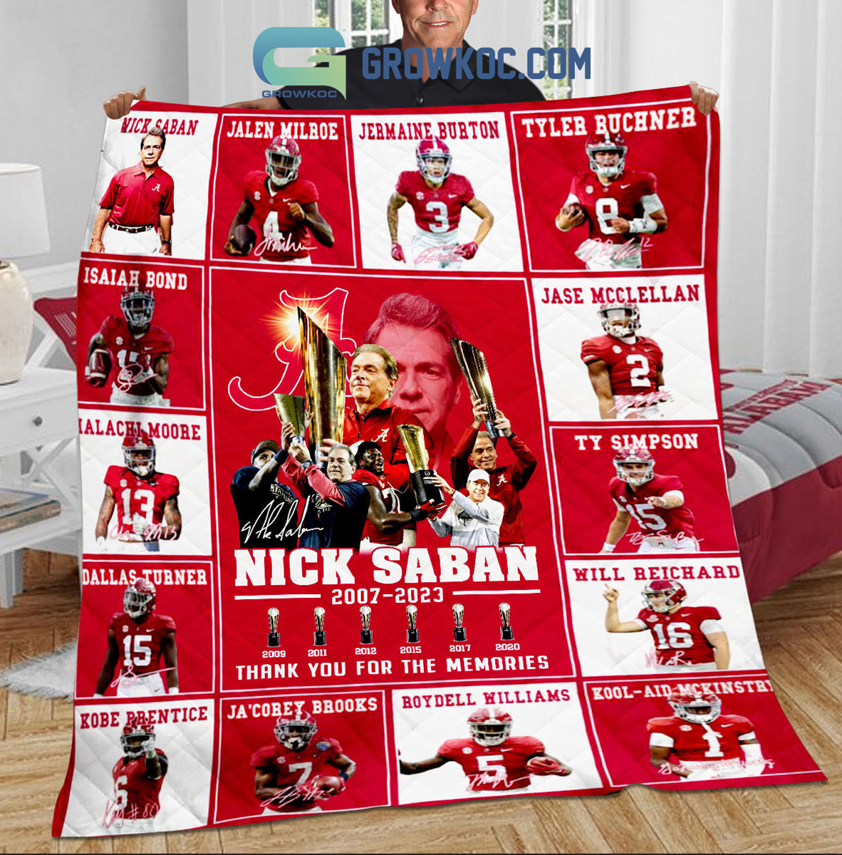Nick Saban 2007 2023 Memories Thank You Coach Fleece Blanket Quilt2B1 TcZTi