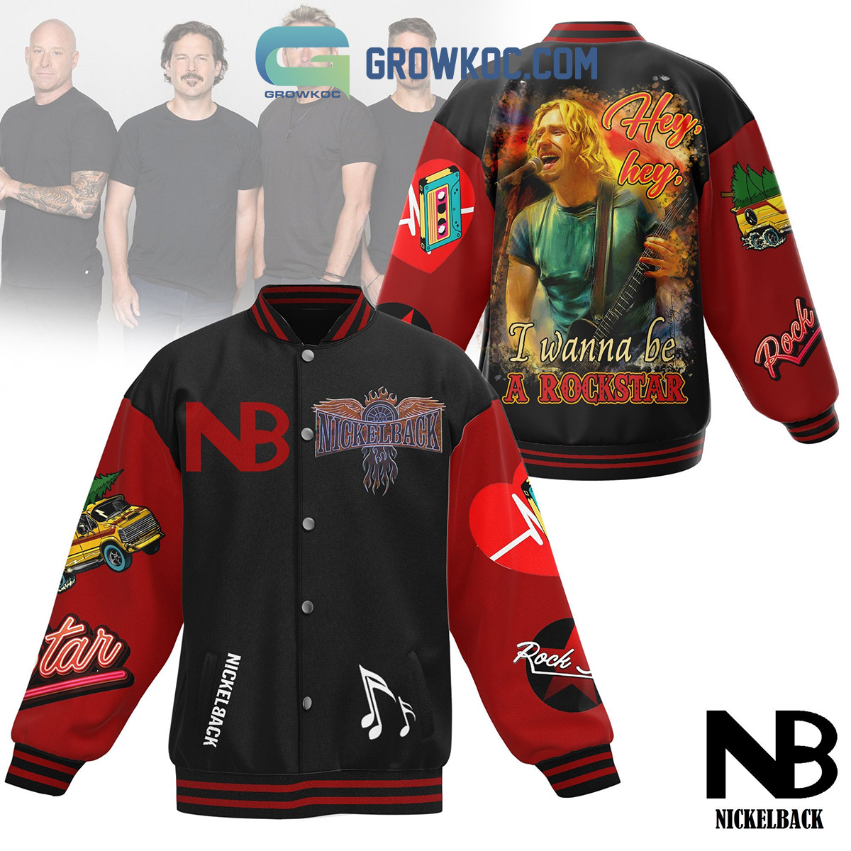 Nickelback I Wanna Be A Rockstar Baseball Jacket2B1 YlMzz