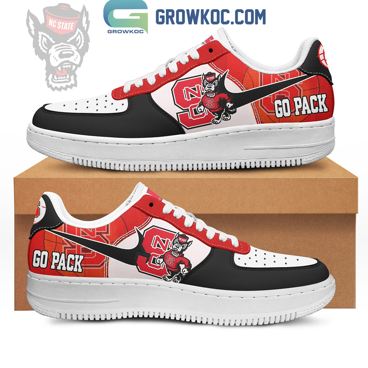 North Carolina State Wolfpack Go Pack Fan Air Force 1 Shoes2B1 fi9BF