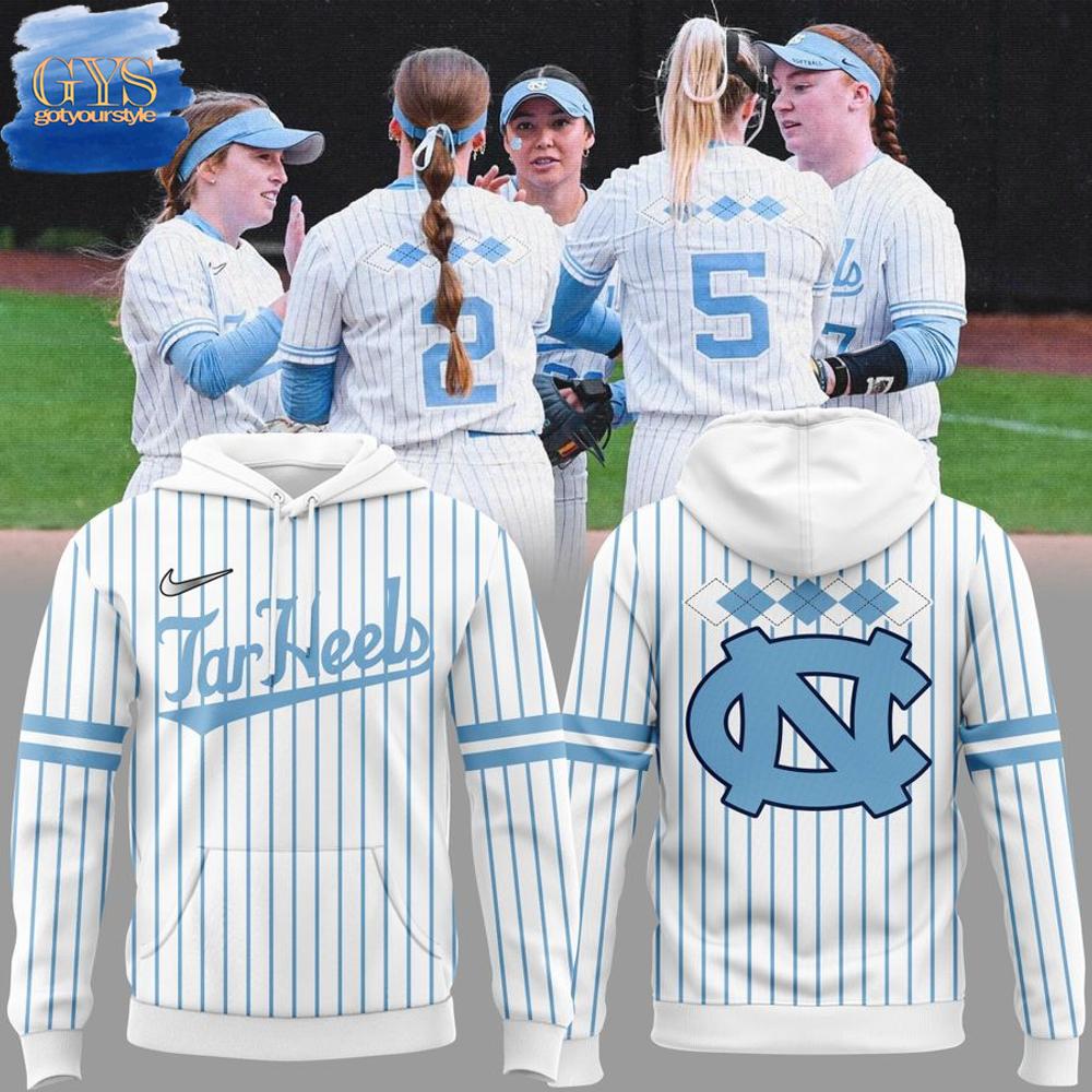 North Carolina Tar Heels Softball White Striped Hoodie 1