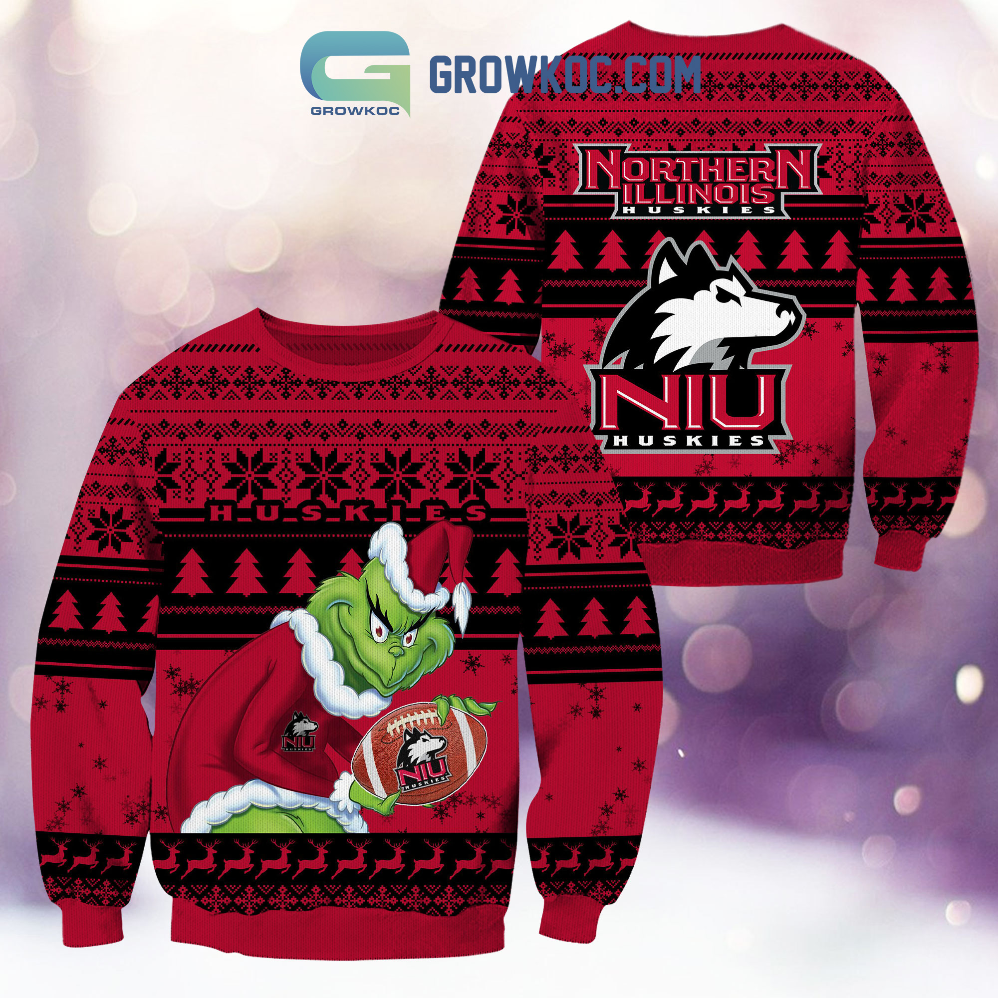 Northern Illinois Huskies Grinch NCAA Christmas Ugly Sweater2B1 OwhVl