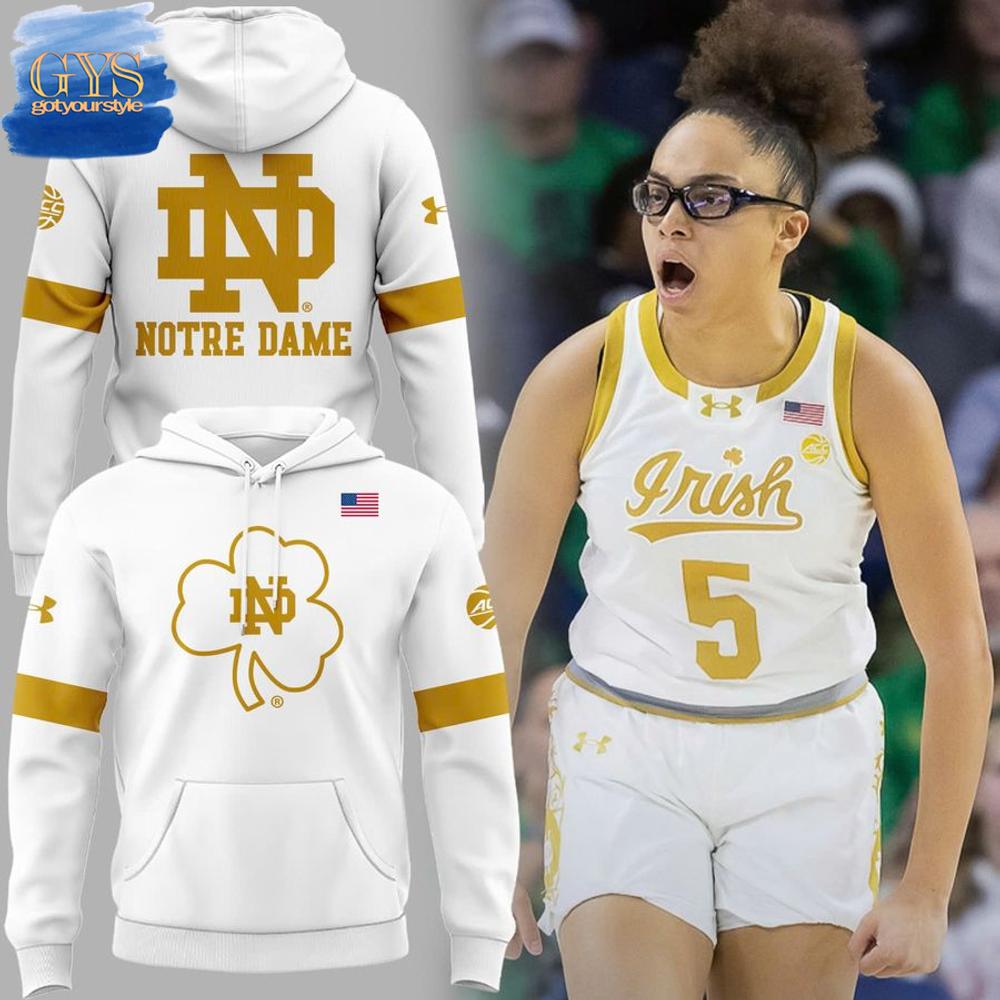 Notre Dame Basketball New Uniform 2025 White Hoodie 1