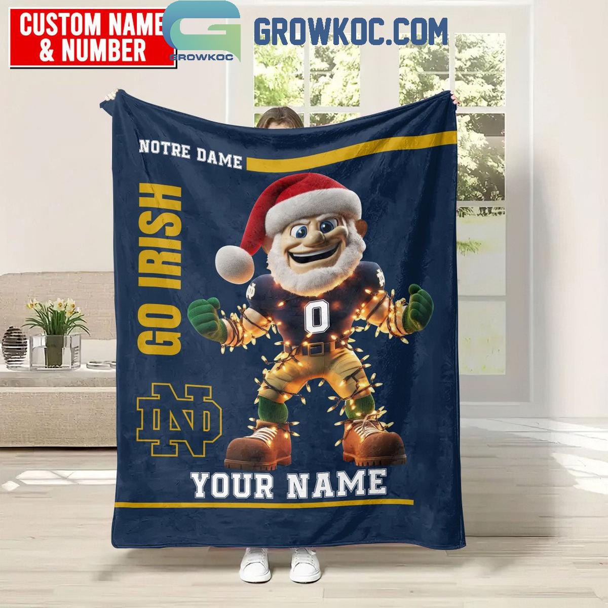 Notre Dame Fighting Iris Go Irish Christmas 2024 Personalized Fleece Blanket Quilt 1 2Oyok