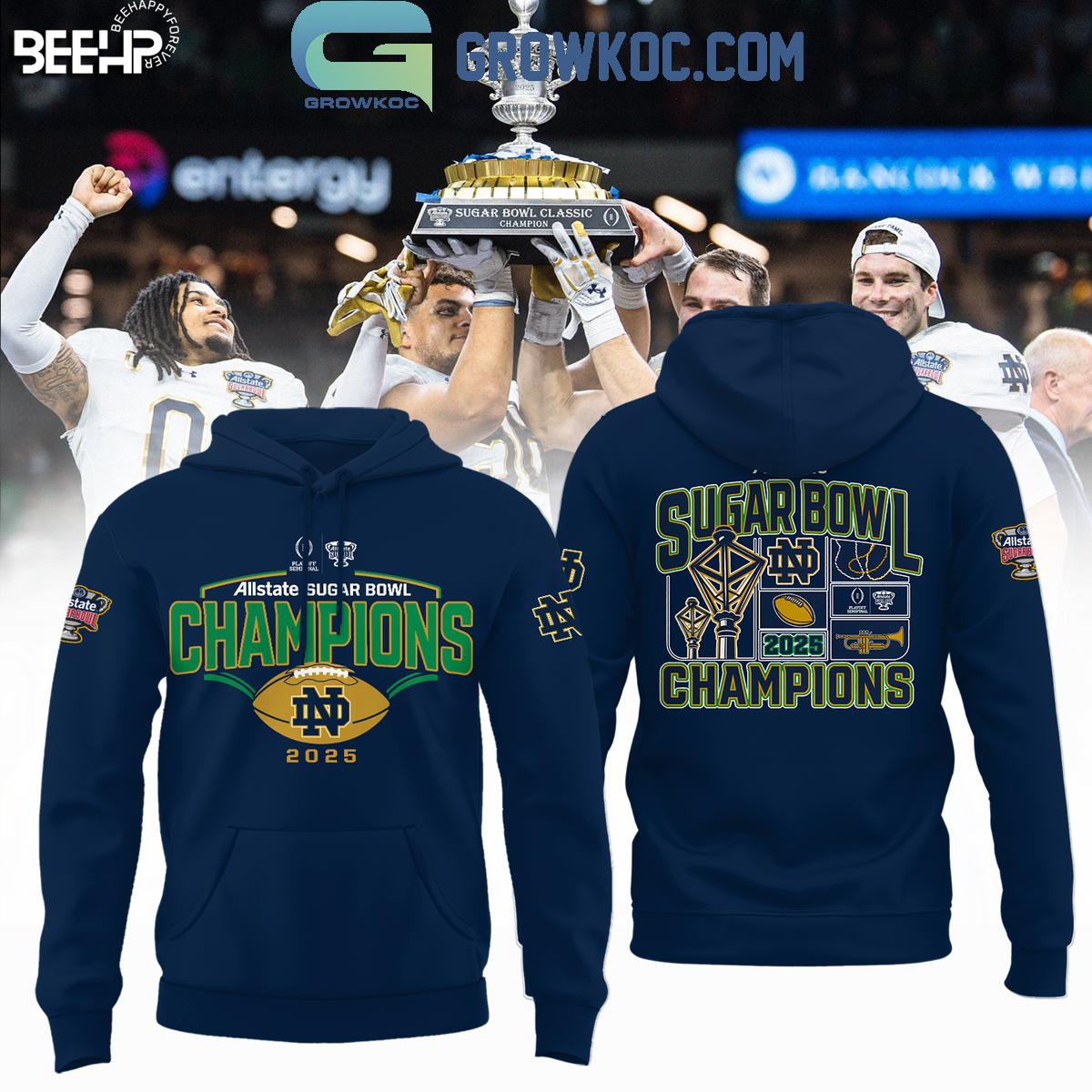 Notre Dame Fighting Irish 2025 Sugar Bowl Navy Champions Football Hoodie T Shirt 1 Hxile
