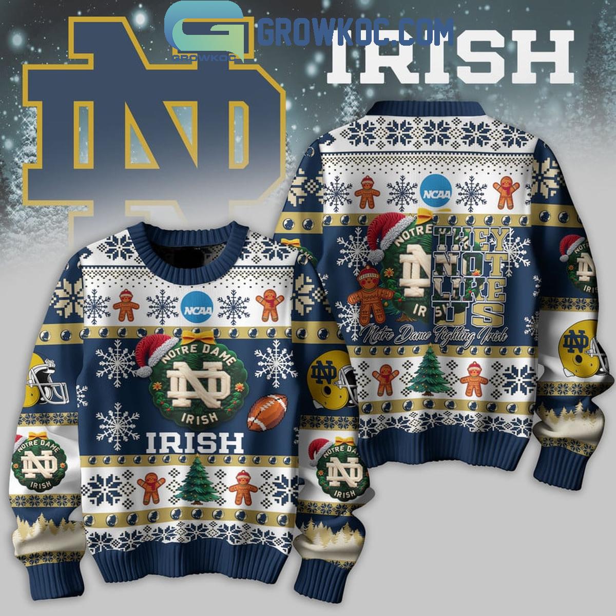 Notre Dame Fighting Irish Football They Not Like Us Christmas Ugly Sweater 1 eIHpX