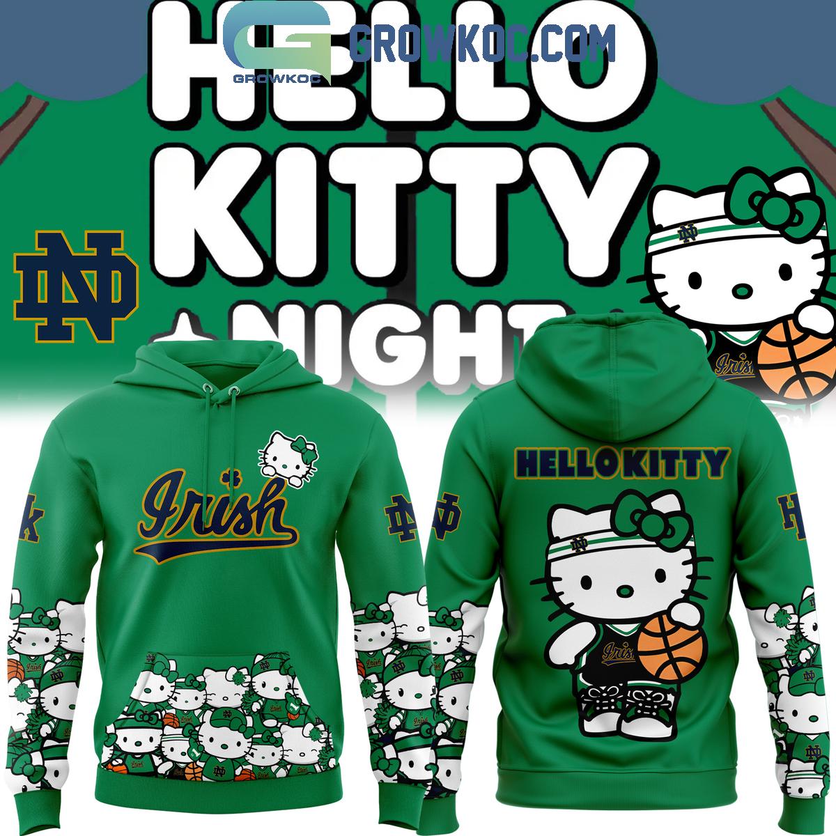 Notre Dame Fighting Irish Hello Kitty Just Stay Cool 2024 Green Hoodie T Shirt 1 jCi3u