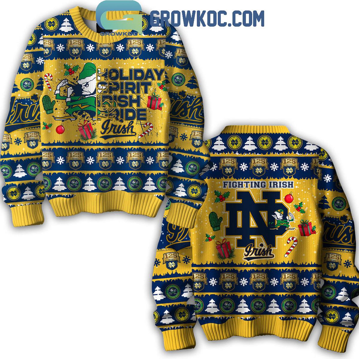 Notre Dame Fighting Irish Holiday Spirit Irish Pride Christmas Time Ugly Sweater 1 fE1jj
