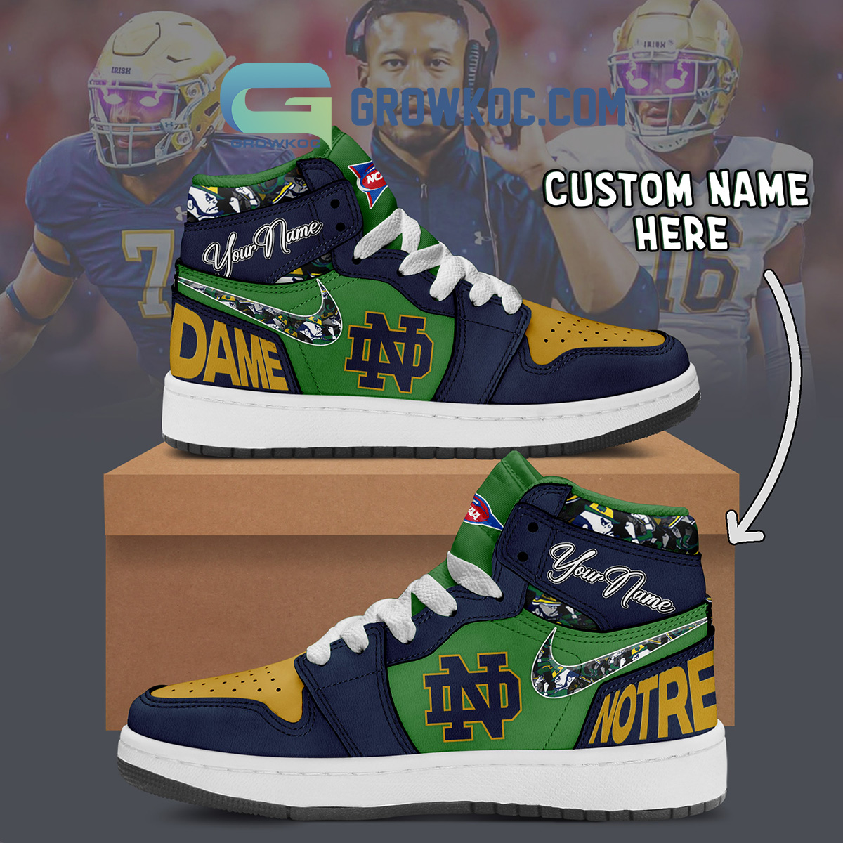 Notre Dame Fighting Irish NCAA Personalized Air Jordan 1 Shoes2B1 1goC0