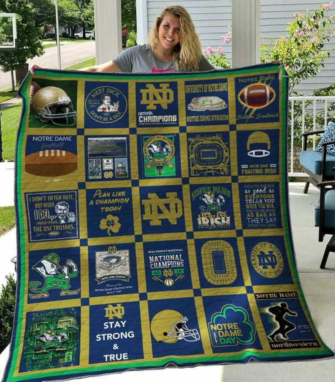 Notre Dame Fighting Irish Quilt Bedding Set Blanket Bedroom Decor for Fans 0