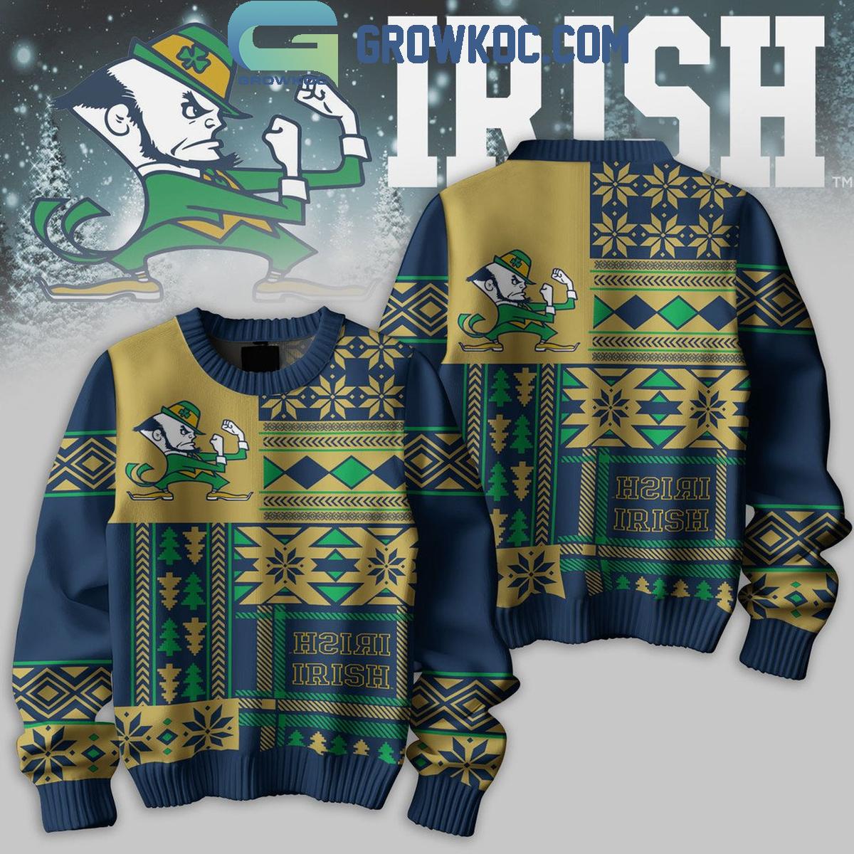 Notre Dame Fighting Irish Seasons Greeting Merry Christmas 2024 Ugly Sweater 1 D0yiC