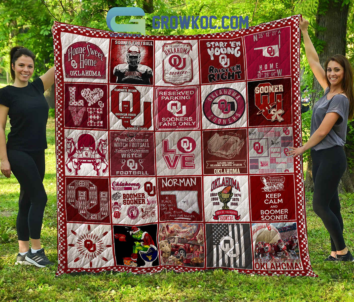 OKLAHOMA SOONERS NCAA Collection Design Fleece Blanket Quilt2B1 MIRg3