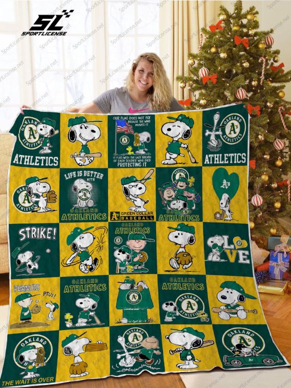 Oakland Athletics Snoopy Love Quilt Blanket Bedding Set 0