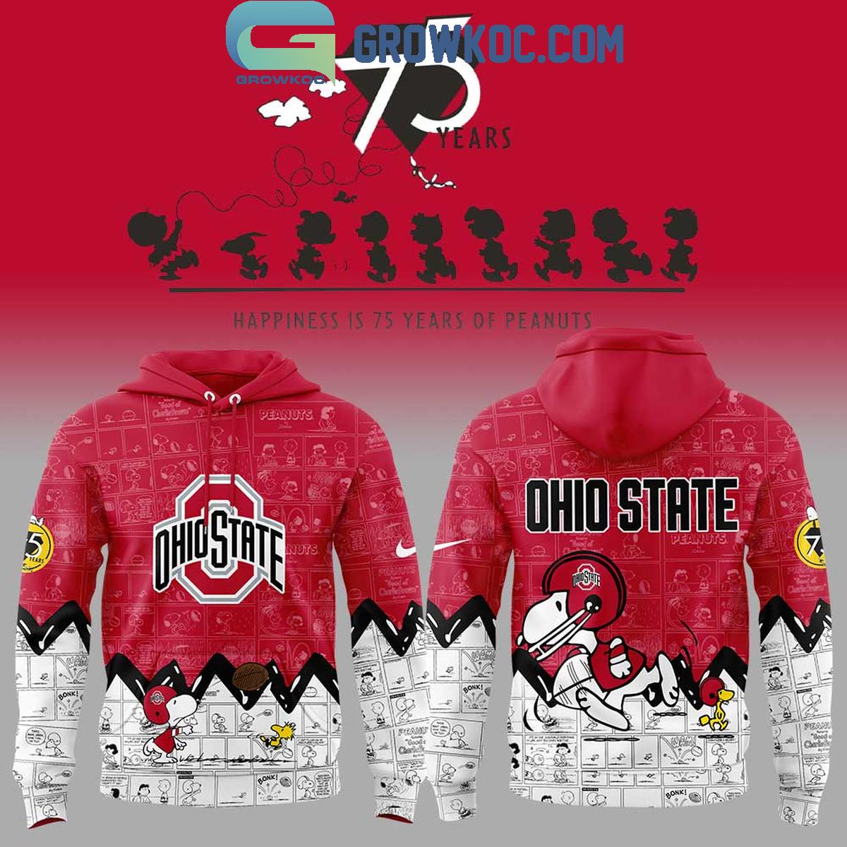 Ohio State Buckeyes 75th Anniversary Snoopy Peanuts Hoodie T Shirt 1 yRXAk