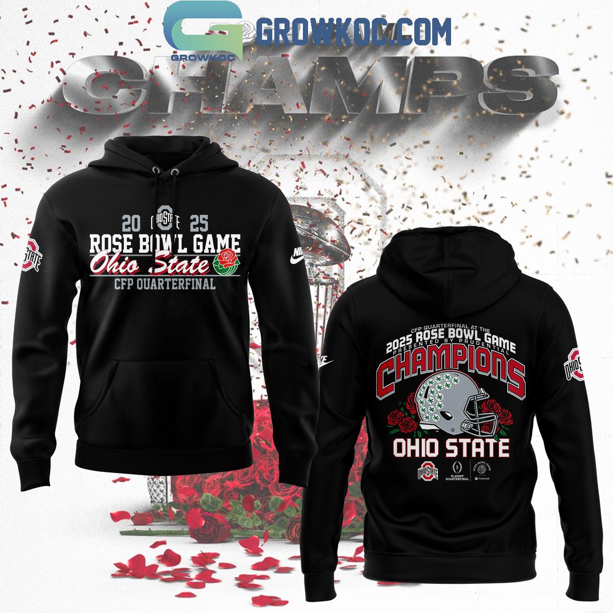 Ohio State Buckeyes CFP Quarterfinal Rose Bowl Game Champions 2025 Hoodie T Shirt 1 pTNmY