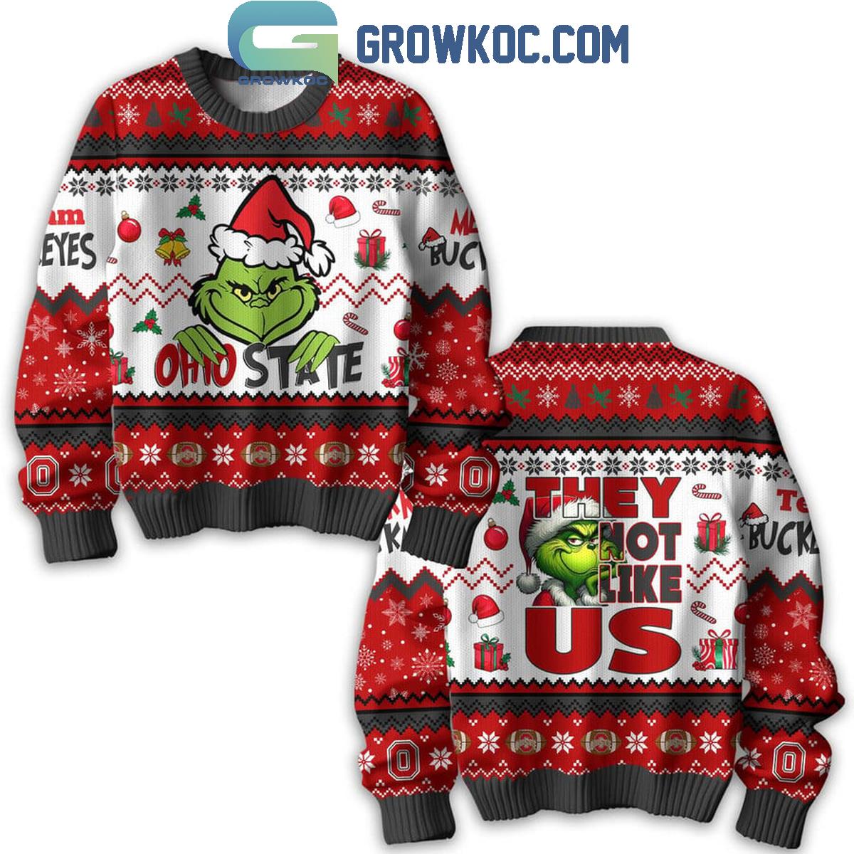 Ohio State Buckeyes Christmas They Not Like Us The Grinch Ugly Sweater 1 F5YGB