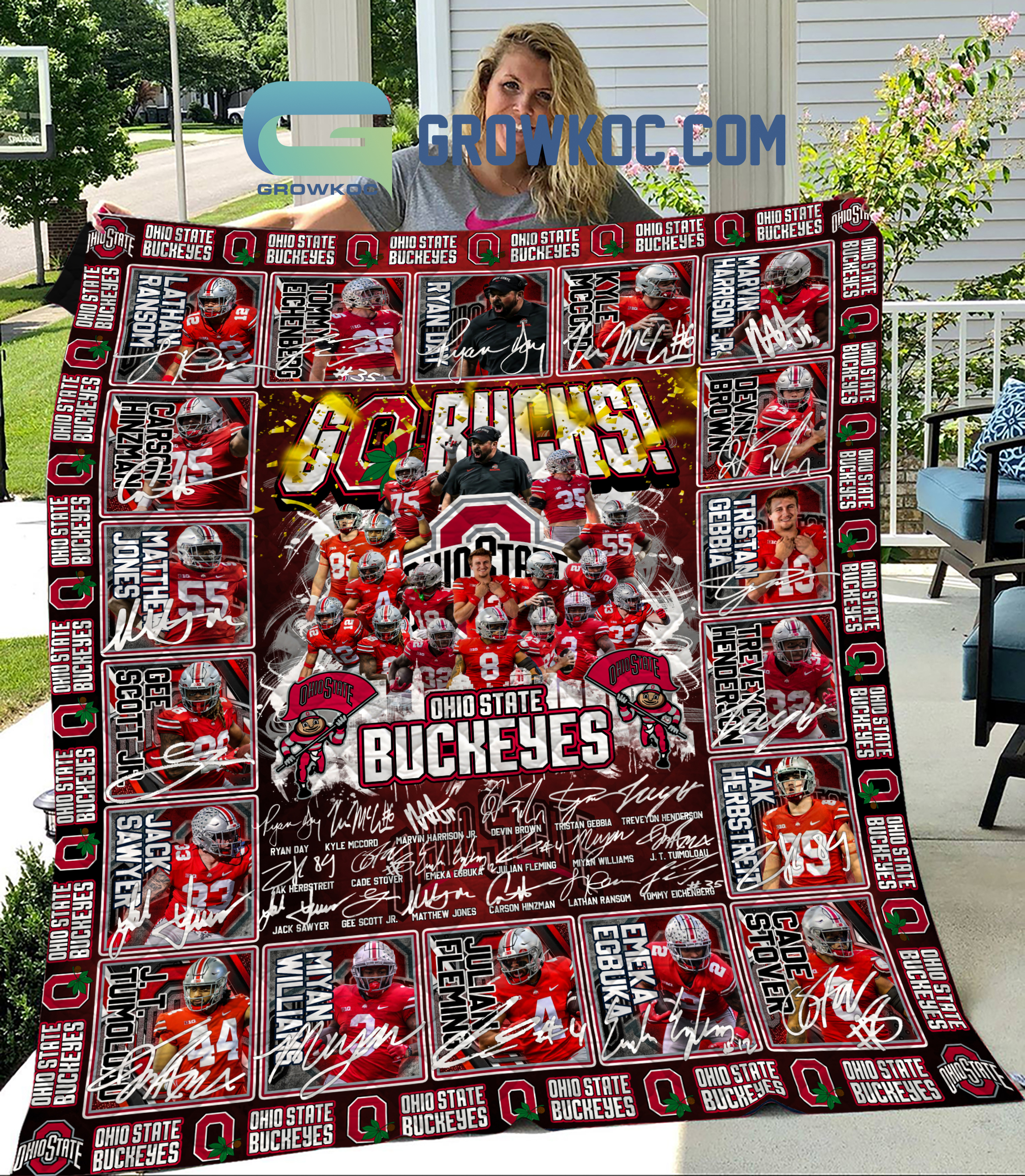 Ohio State Buckeyes Go Bucks Legend Team Fleece Blanket Quilt2B1 kYFTo
