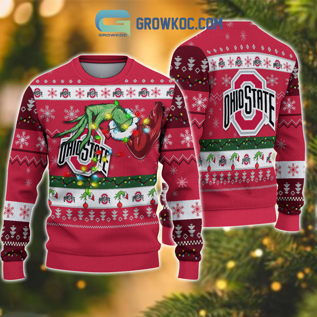 Ohio State Buckeyes NCAA Grinch Christmas Ugly Sweater2B1 en5ep