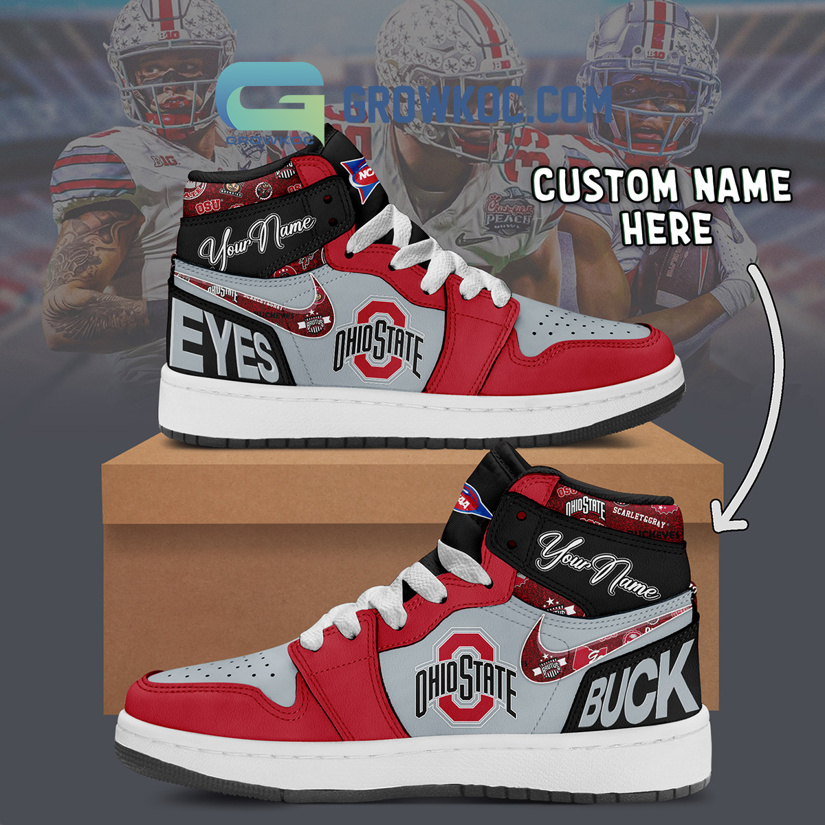 Ohio State Buckeyes NCAA Personalized Air Jordan 1 Shoes2B1 BRMXT