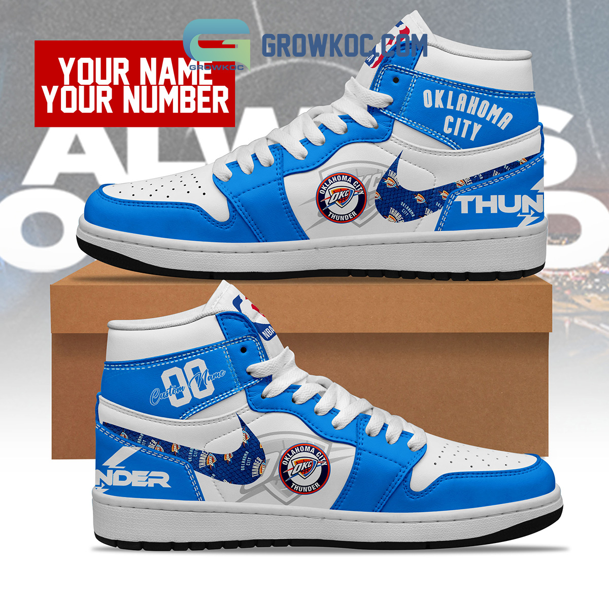 Oklahoma City Thunder NBA Personalized Air Jordan 1 Shoes2B1 hAFxE