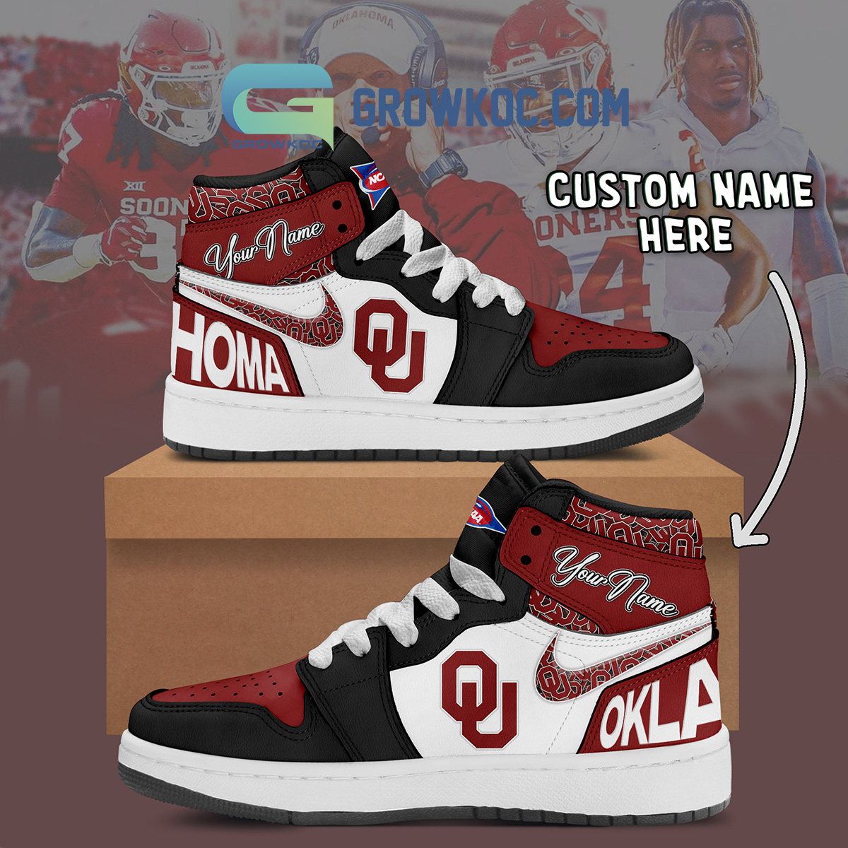 Oklahoma Sooners NCAA Personalized Air Jordan 1 Shoes2B1 sZXCb
