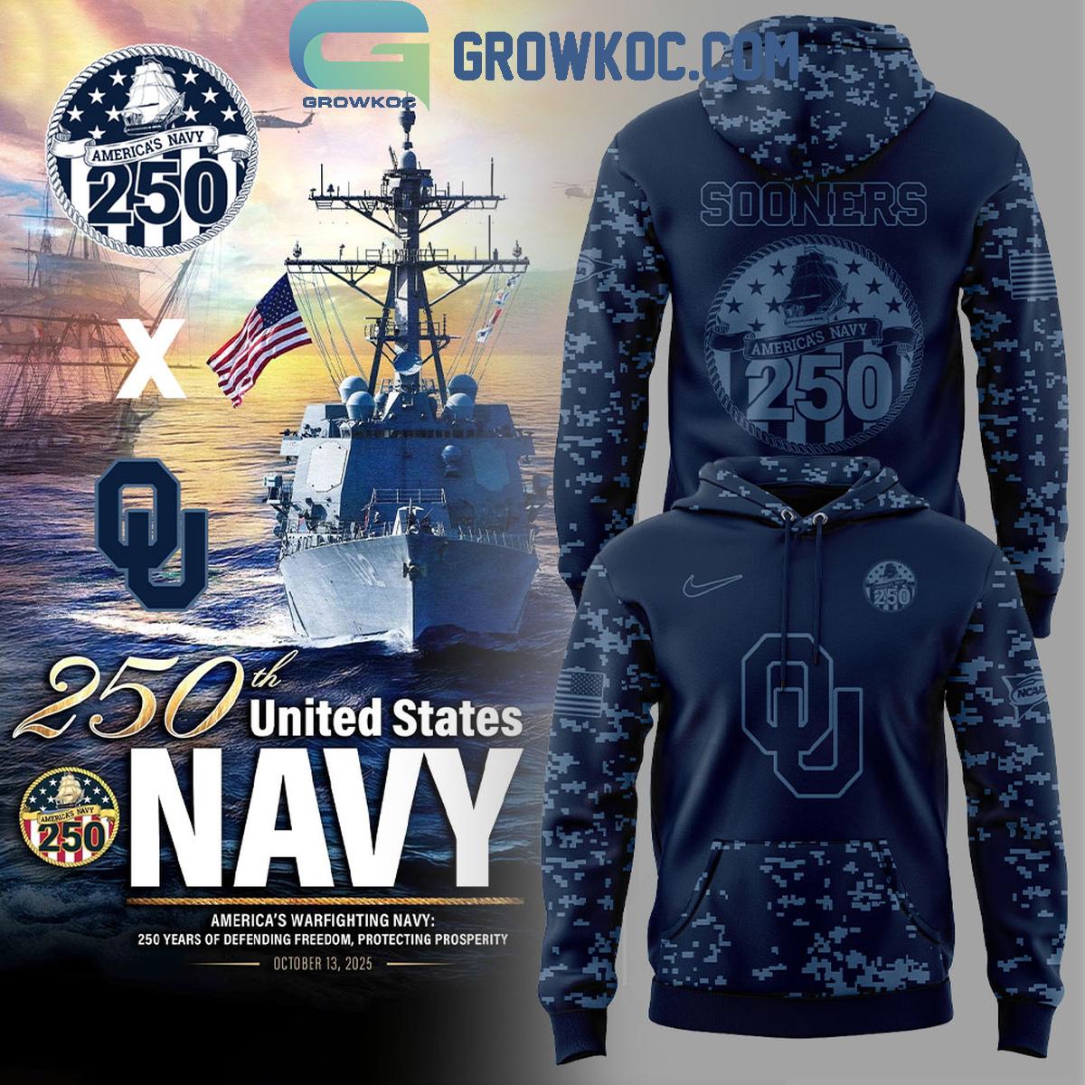 Oklahoma Sooners x US Navy 250th Birthday Celebration Hoodie Shirt 1 4PPlB
