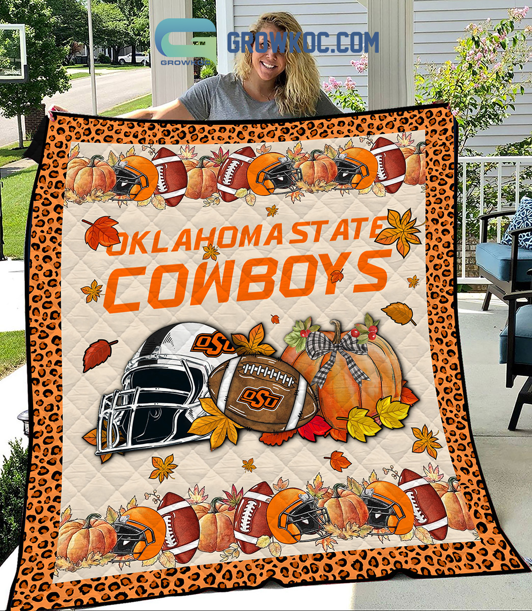 Oklahoma State Cowboys NCAA Football Welcome Fall Pumpkin Halloween Fleece Blanket Quilt2B1 kyqkp Oklahoma State Cowboys NCAA Football Welcome Fall Pumpkin Halloween Fleece Blanket Quilt2B1 kyqkp