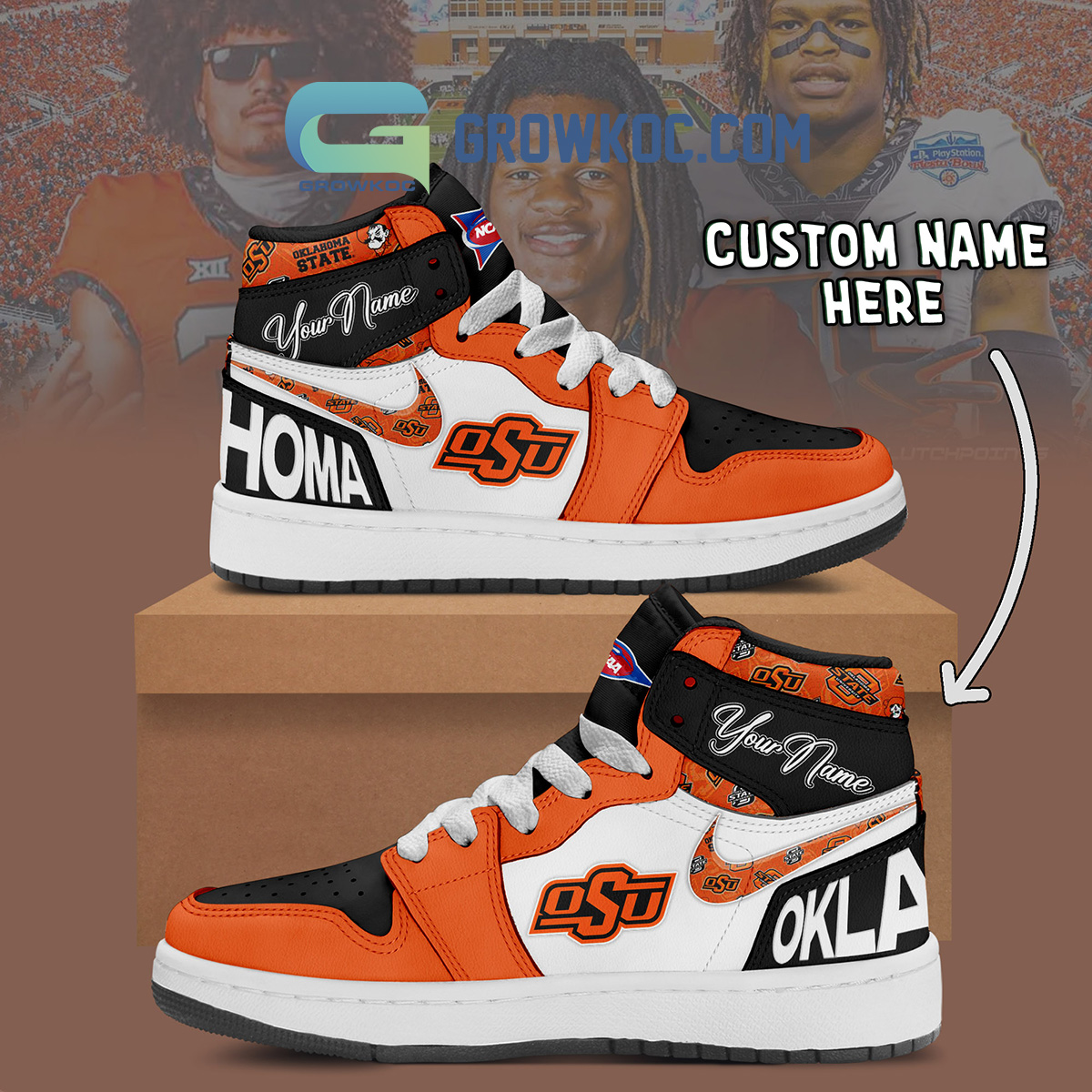 Oklahoma State Cowboys NCAA Personalized Air Jordan 1 Shoes2B1 KCr2E