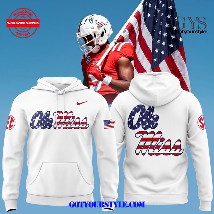 Ole Miss 2024 Military Appreciation White Hoodie 3