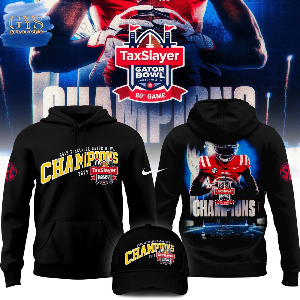 Ole Miss Football Tax Slayer Gator Bowl Champions 2025 Hoodie 1