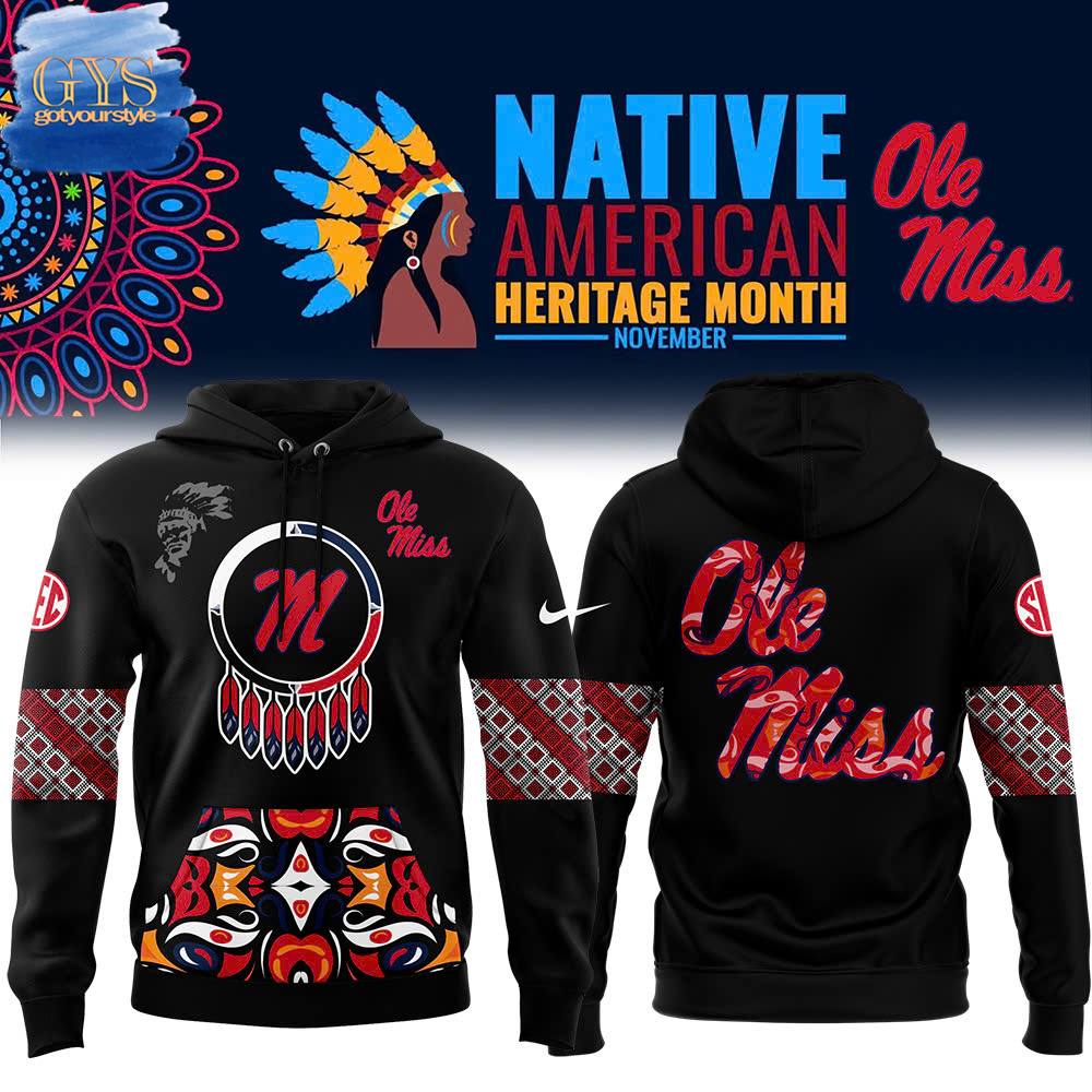 Ole Miss Rebels 2024 Native American Heritage Month Premium Limited Pullover Hoodie 1