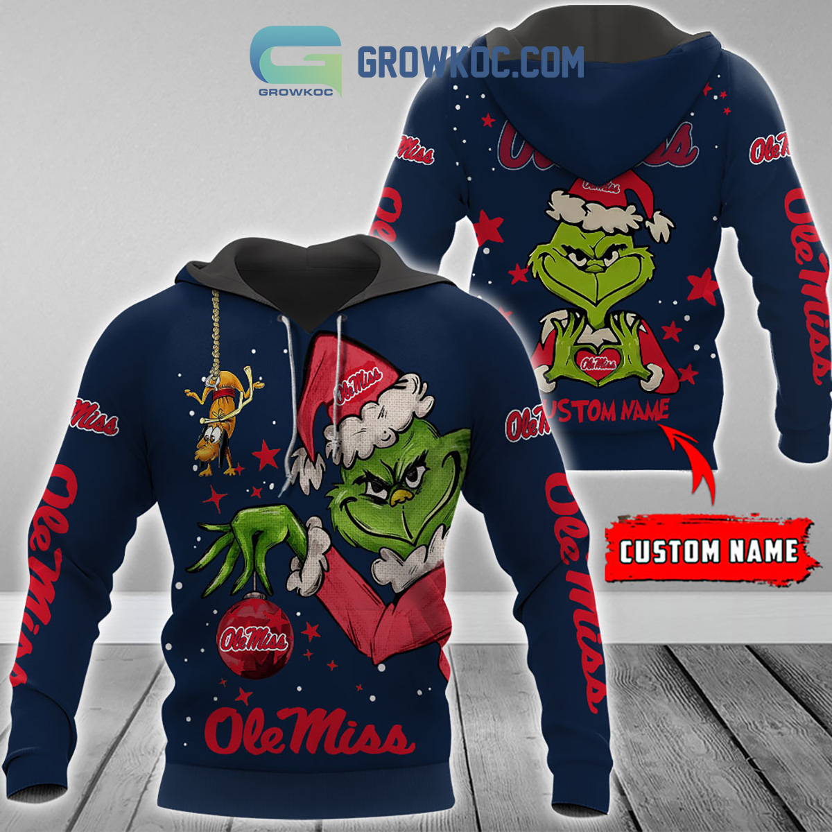 Ole Miss Rebels Grinch Christmas Personalized NCAA Hoodie Shirts2B1 RXAmJ