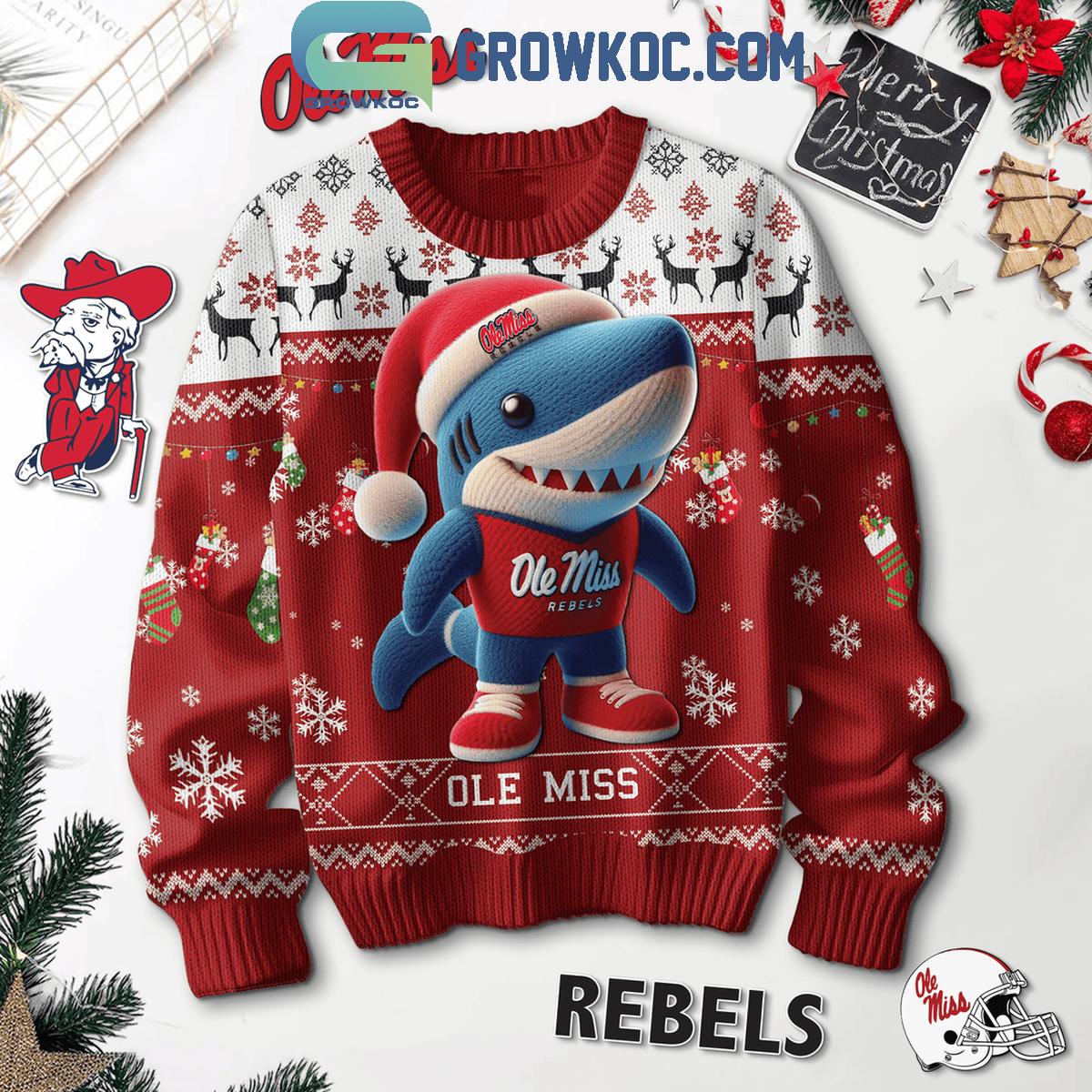 Ole Miss Rebels Tony The Landshark Christmas Ugly Sweater 1 ECWiG
