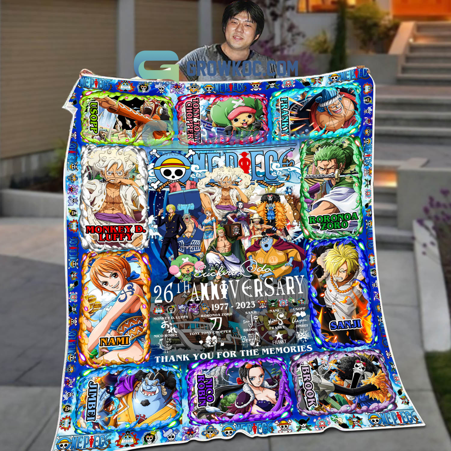 One Piece 26th Anniversary 1997 2023 Memories Fleece Blanket Quilt2B1 jq4nq