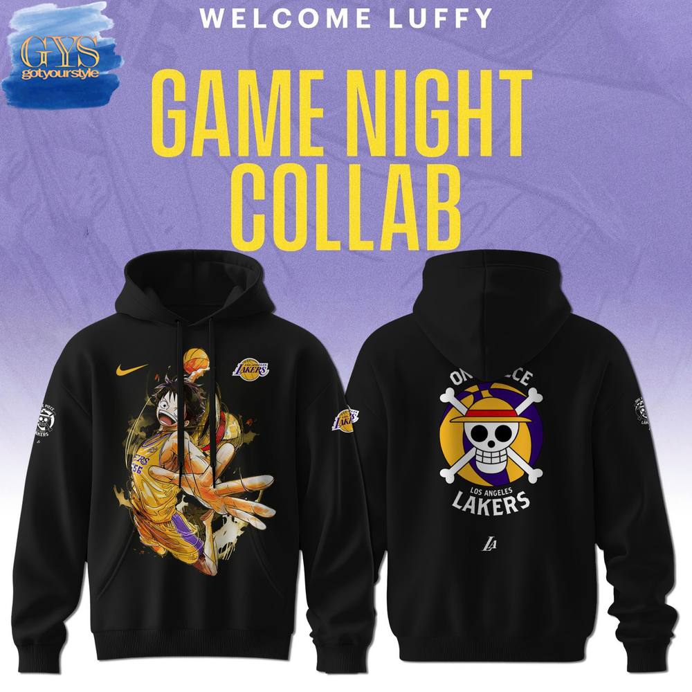 One Piece Game Night Collab Lakers Limited Edition Black Hoodie 1
