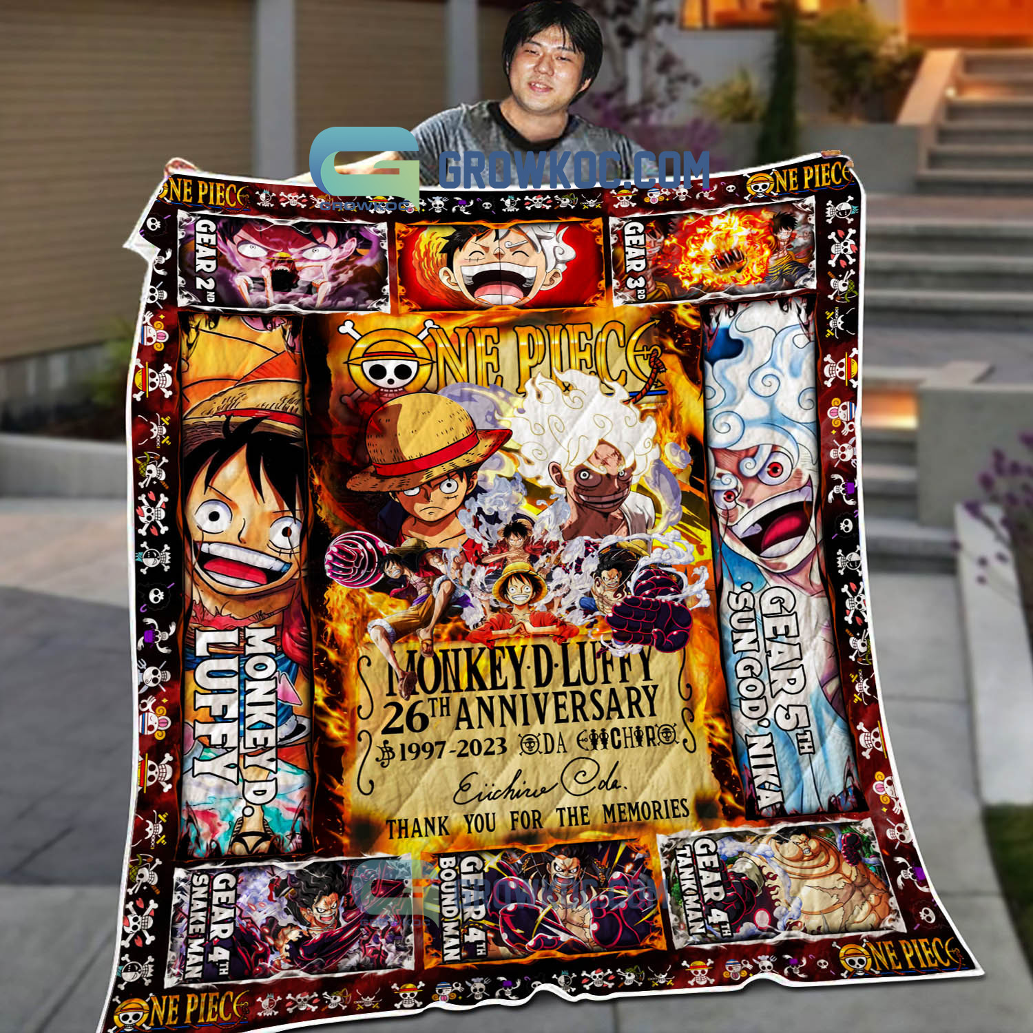 One Piece Monkey D Luffy 26th Anniversary 1997 2023 Memories Fleece Blanket Quilt2B1 xpd2w