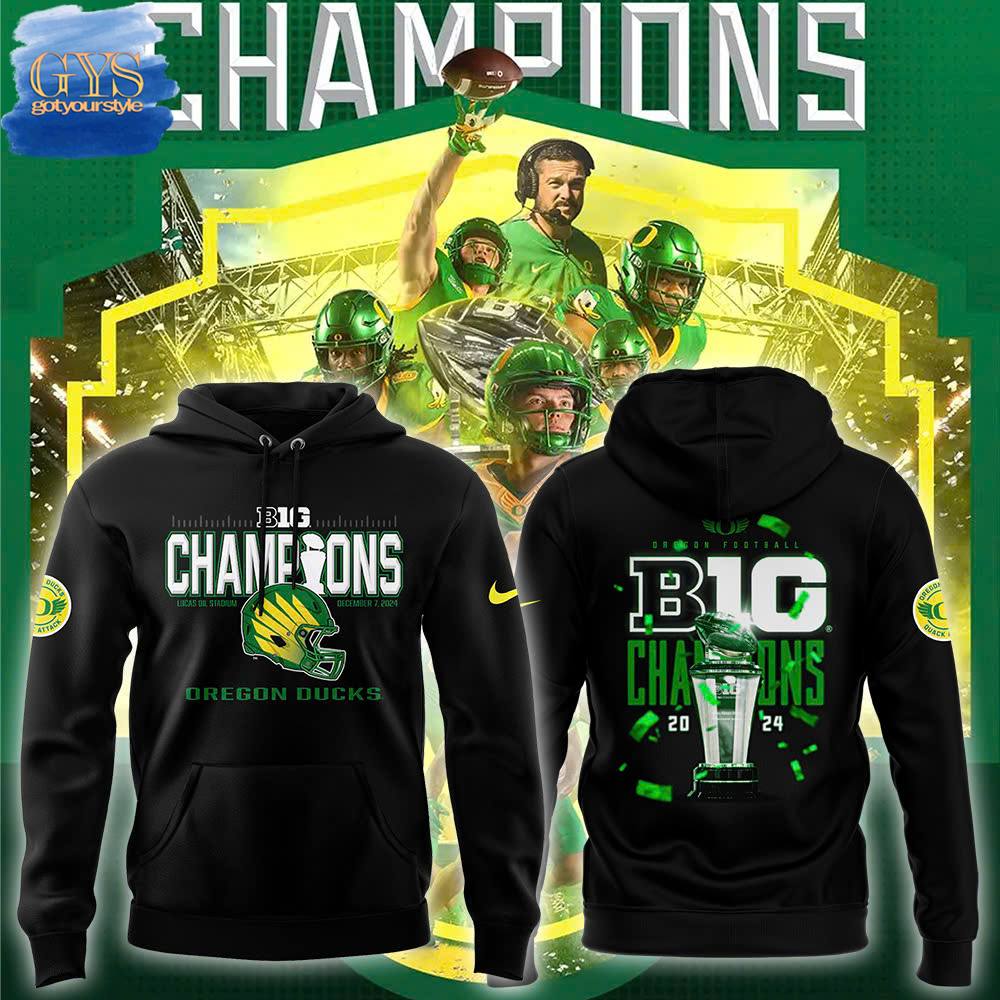 Oregon Ducks 2024 Big Ten Football Conference Champions Black Hoodie 1