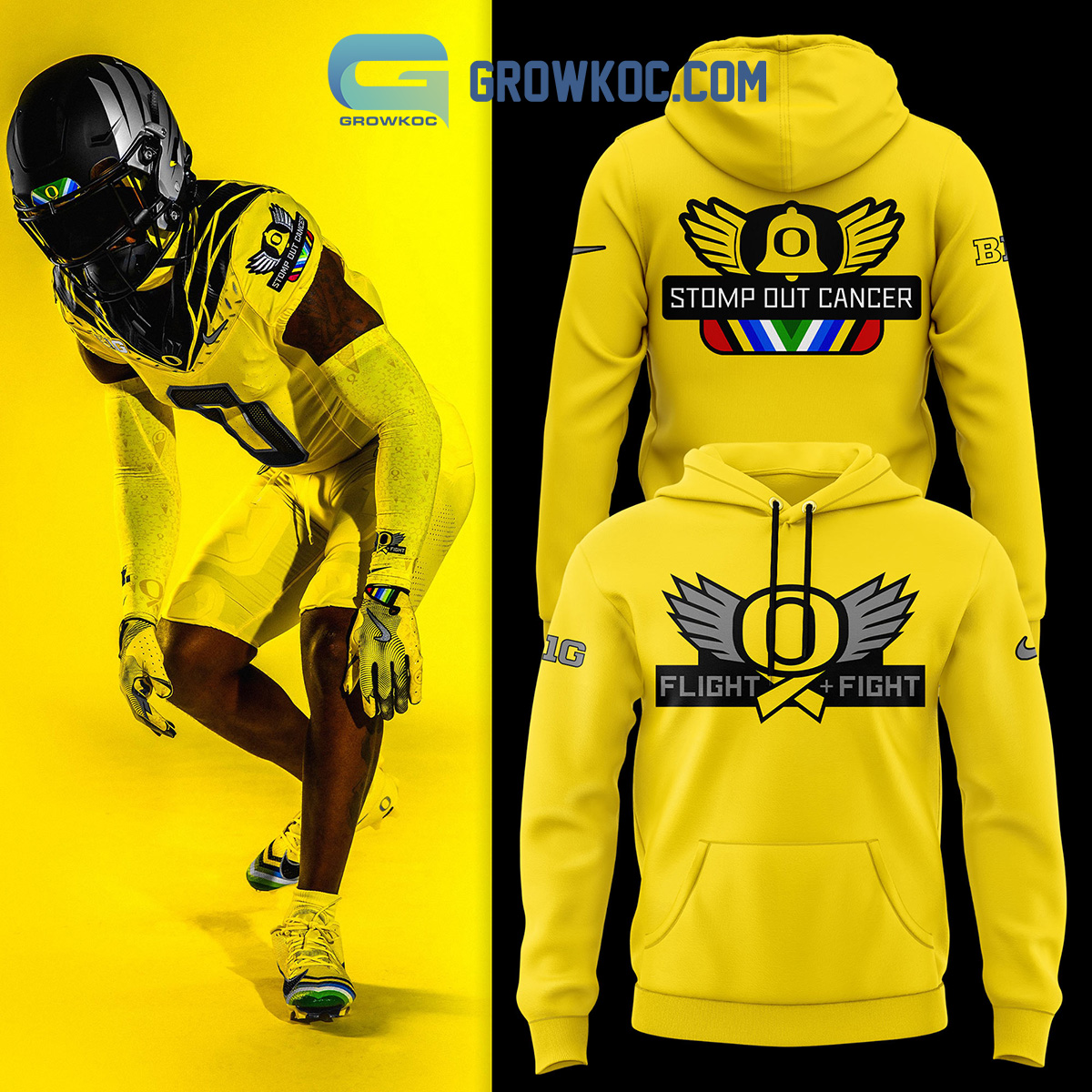 Oregon Ducks 2024 Football Stomp Out Cancer Big10 Championship Hoodie T Shirt2B1 4jg4y