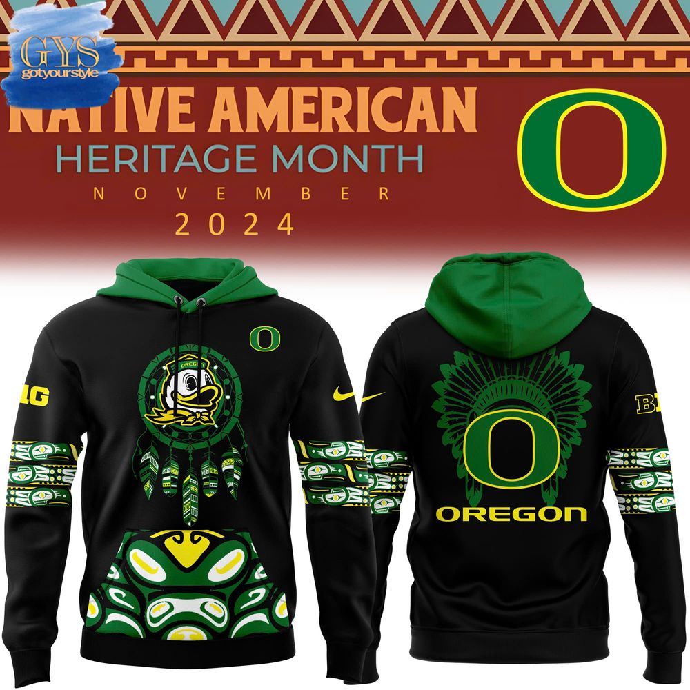 Oregon Ducks 2024 Native American Heritage Month Premium Limited Fleece Hoodie 1