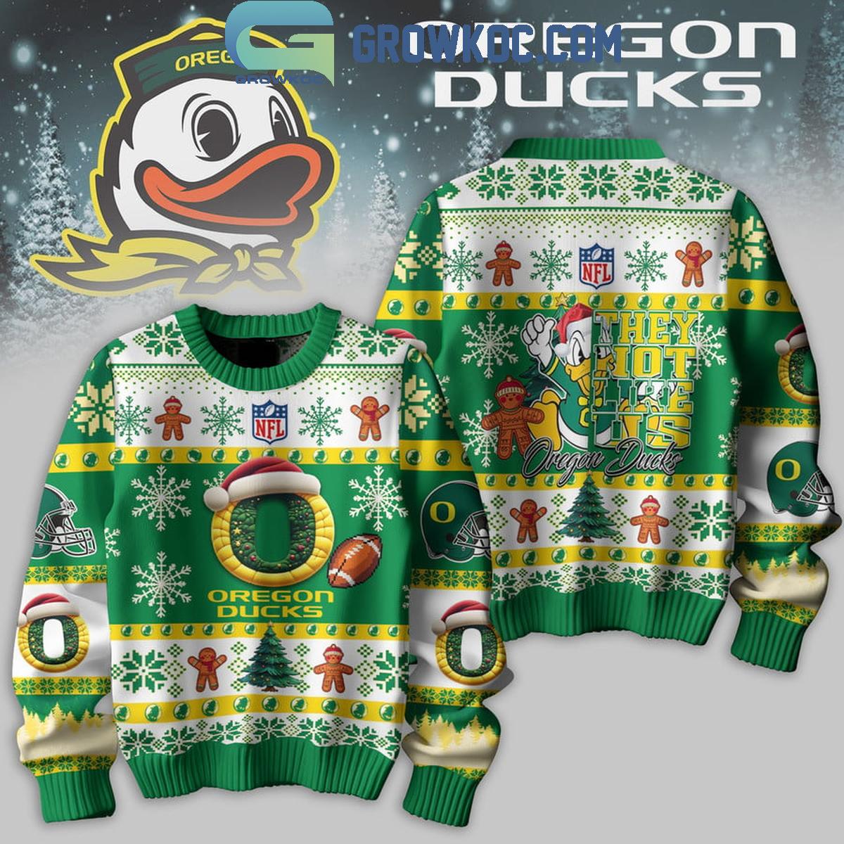 Oregon Ducks 2024 They Not Like Us Ducks Christmas Ugly Sweater 1 lTkCc
