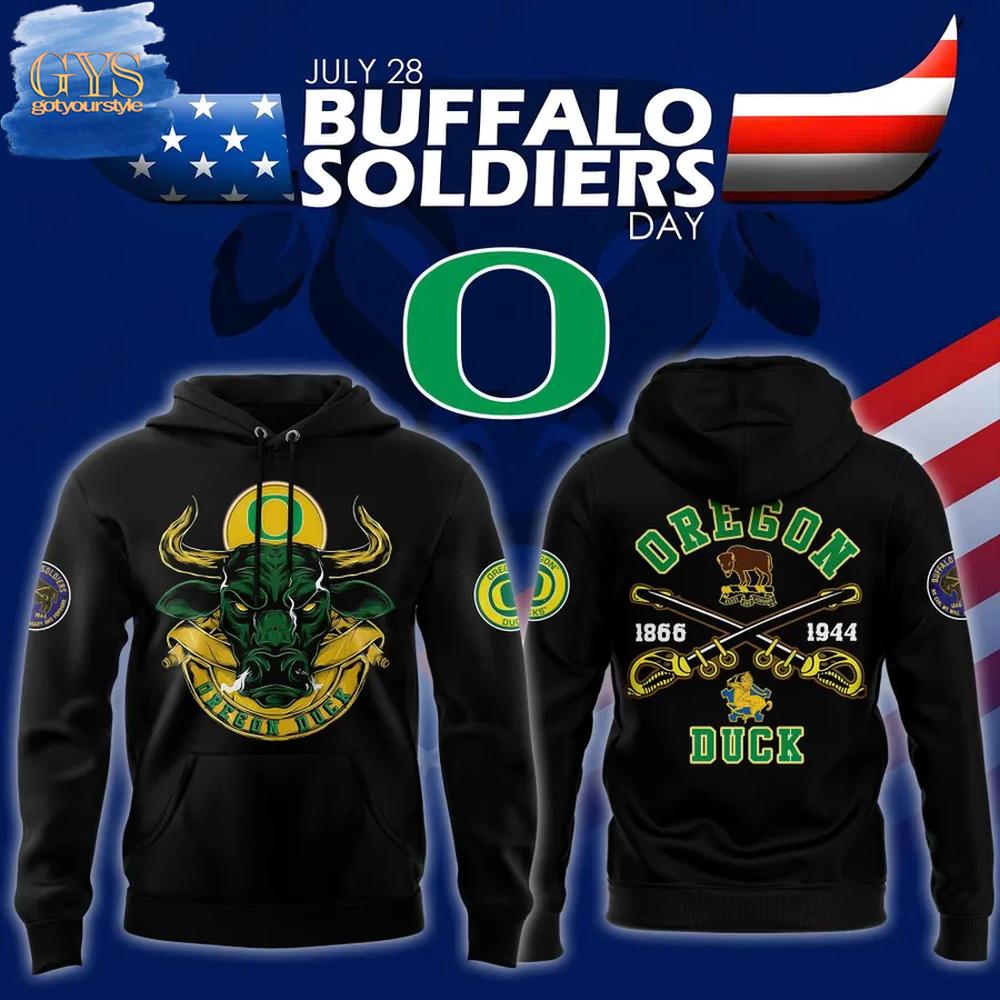 Oregon Ducks 2025 Buffalo Soldier Day Hoodie 1
