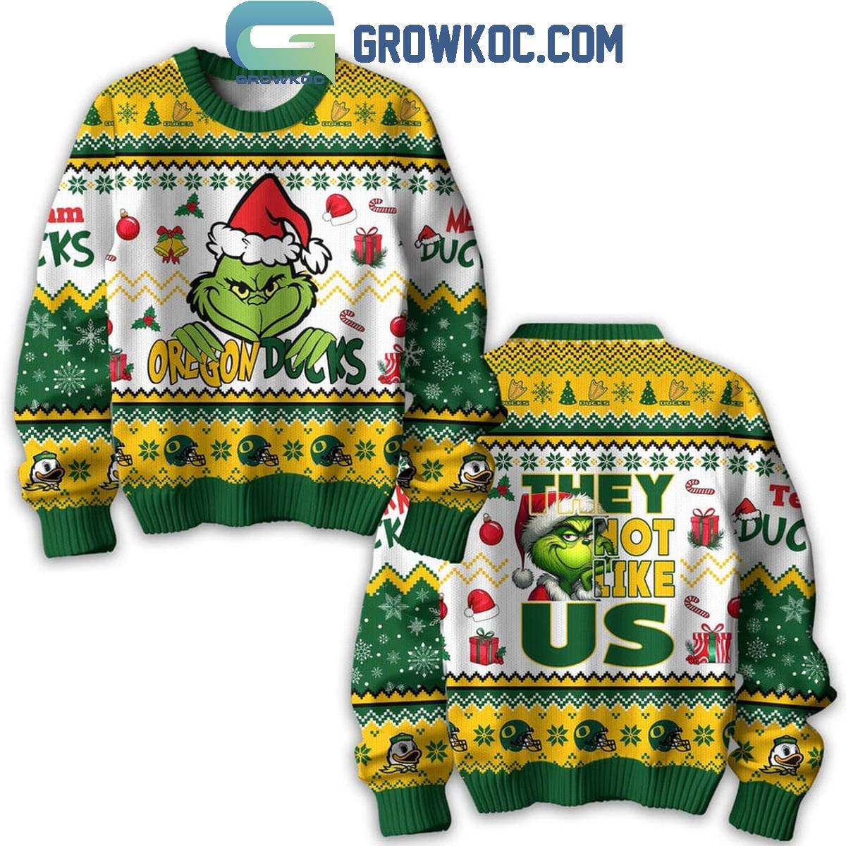 Oregon Ducks Christmas They Not Like Us The Grinch Ugly Sweater 1 zrVn2