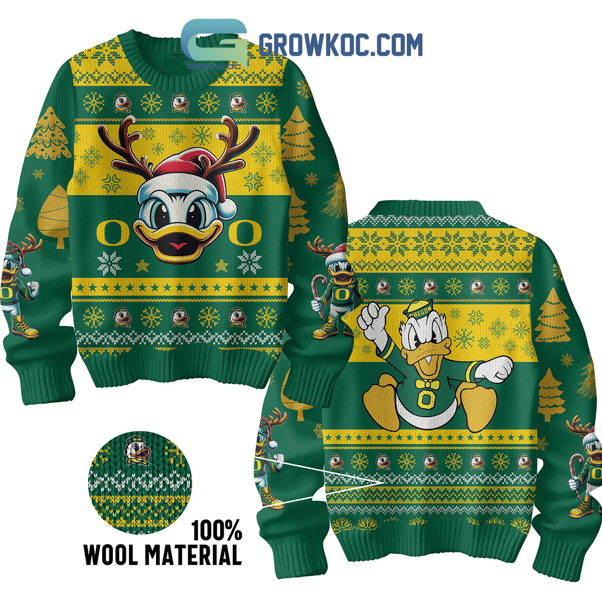 Oregon Ducks Donald Duck Christmas Ugly Sweater2B1 tAWyz