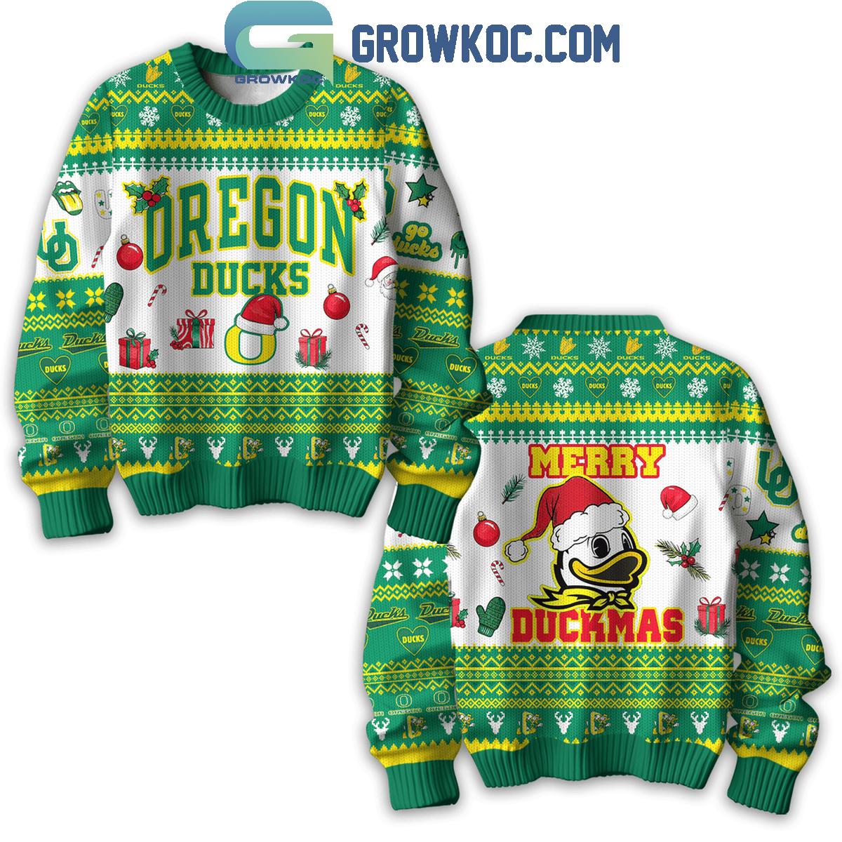 Oregon Ducks Football Merry Christmas Duckmas Ugly Sweater 1 NO3Xq
