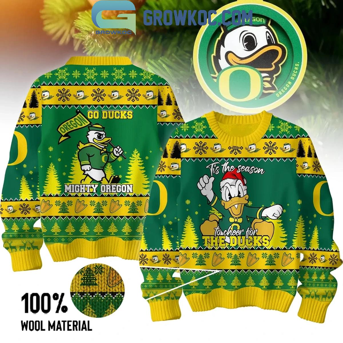 Oregon Ducks Go Ducks Mighty Oregon Christmas Donald Ducks Ugly Sweater 1 dzNiZ
