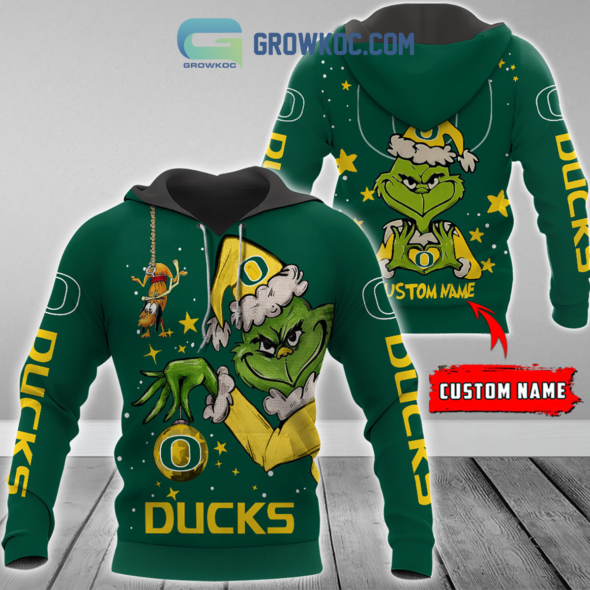 Oregon Ducks Grinch Christmas Personalized NCAA Hoodie Shirts2B1 dkRiO