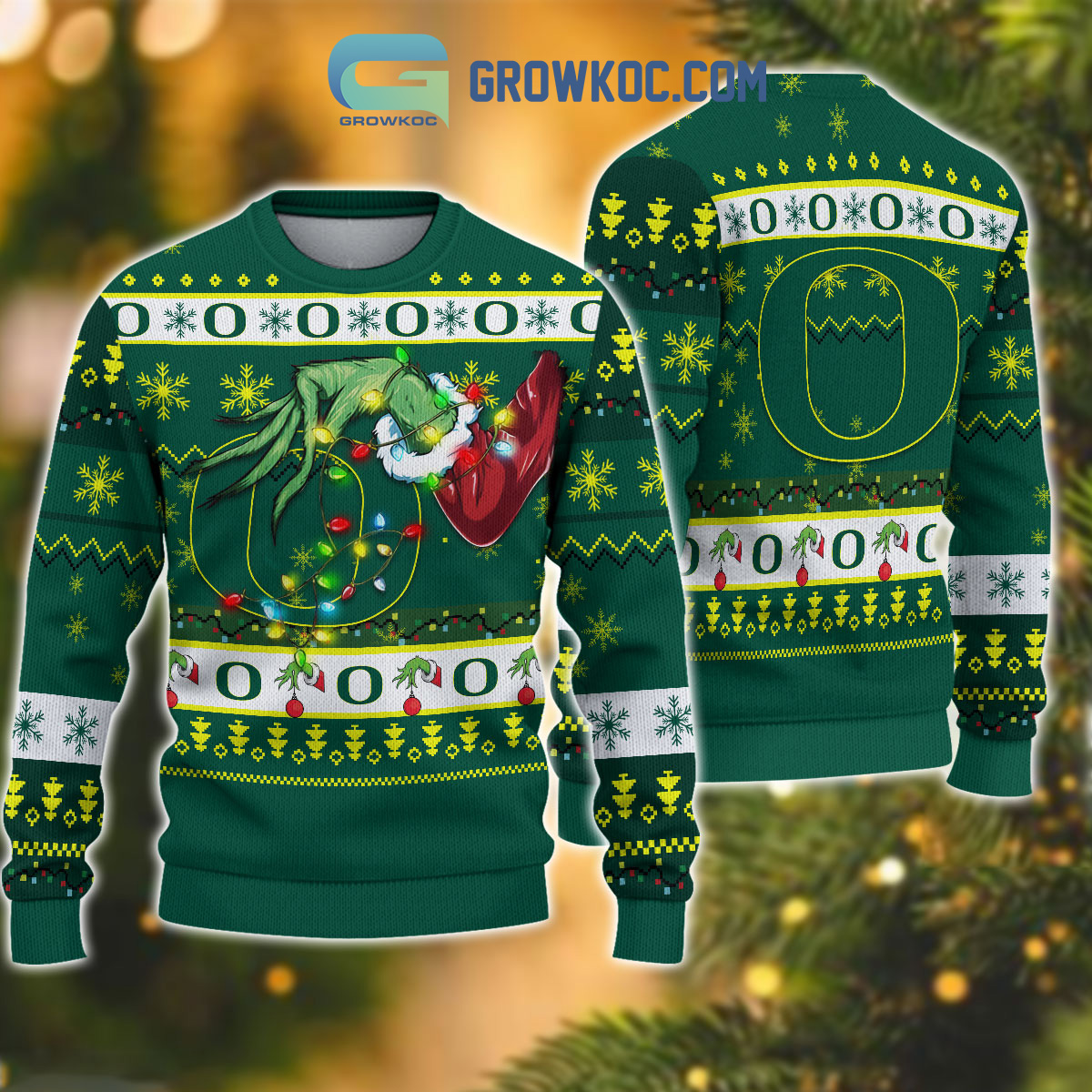 Oregon Ducks NCAA Grinch Christmas Ugly Sweater2B1 cWmt8