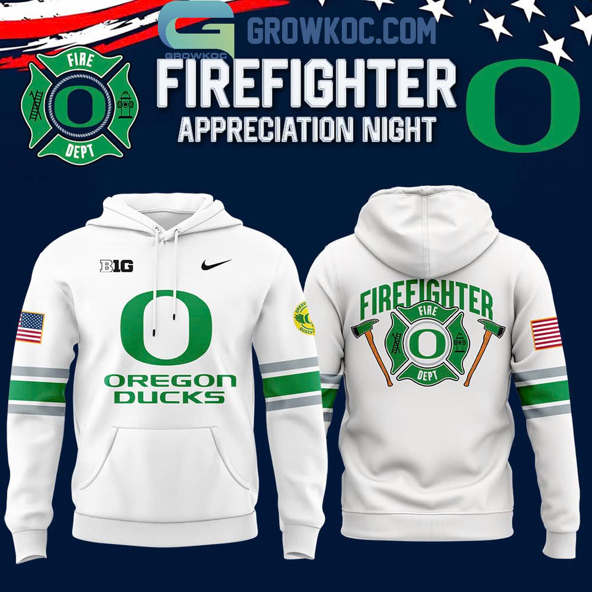 Oregon Ducks x 2024 Firefighter Appreciation Night Hoodie T Shirt 1 bcZLT