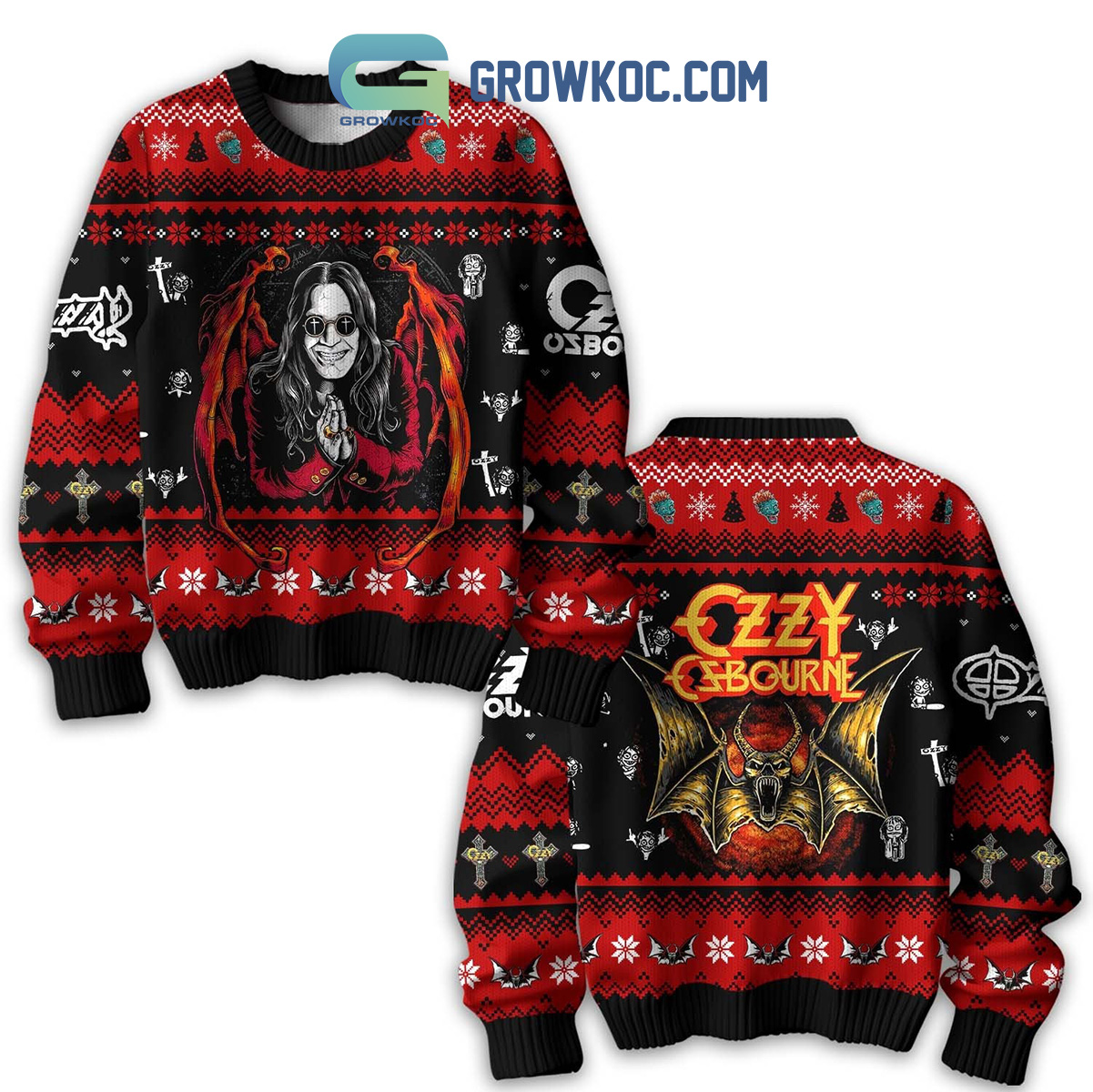 Ozzy Osbourne King Of Bat 2024 Christmas Fan Ugly Sweater2B1 V6UkY
