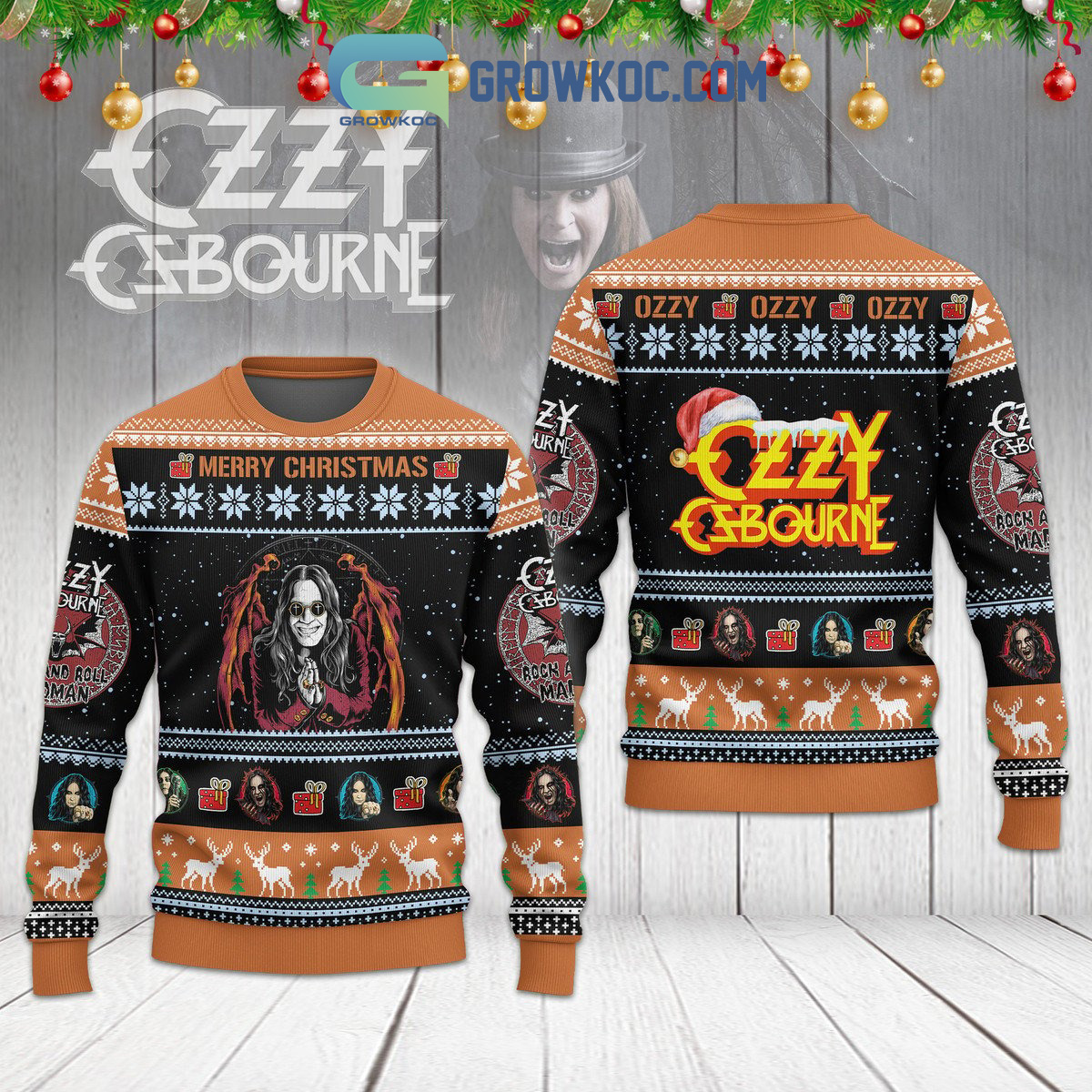 Ozzy Osbourne Merry Christmas Ugly Sweater2B1 NMmFK